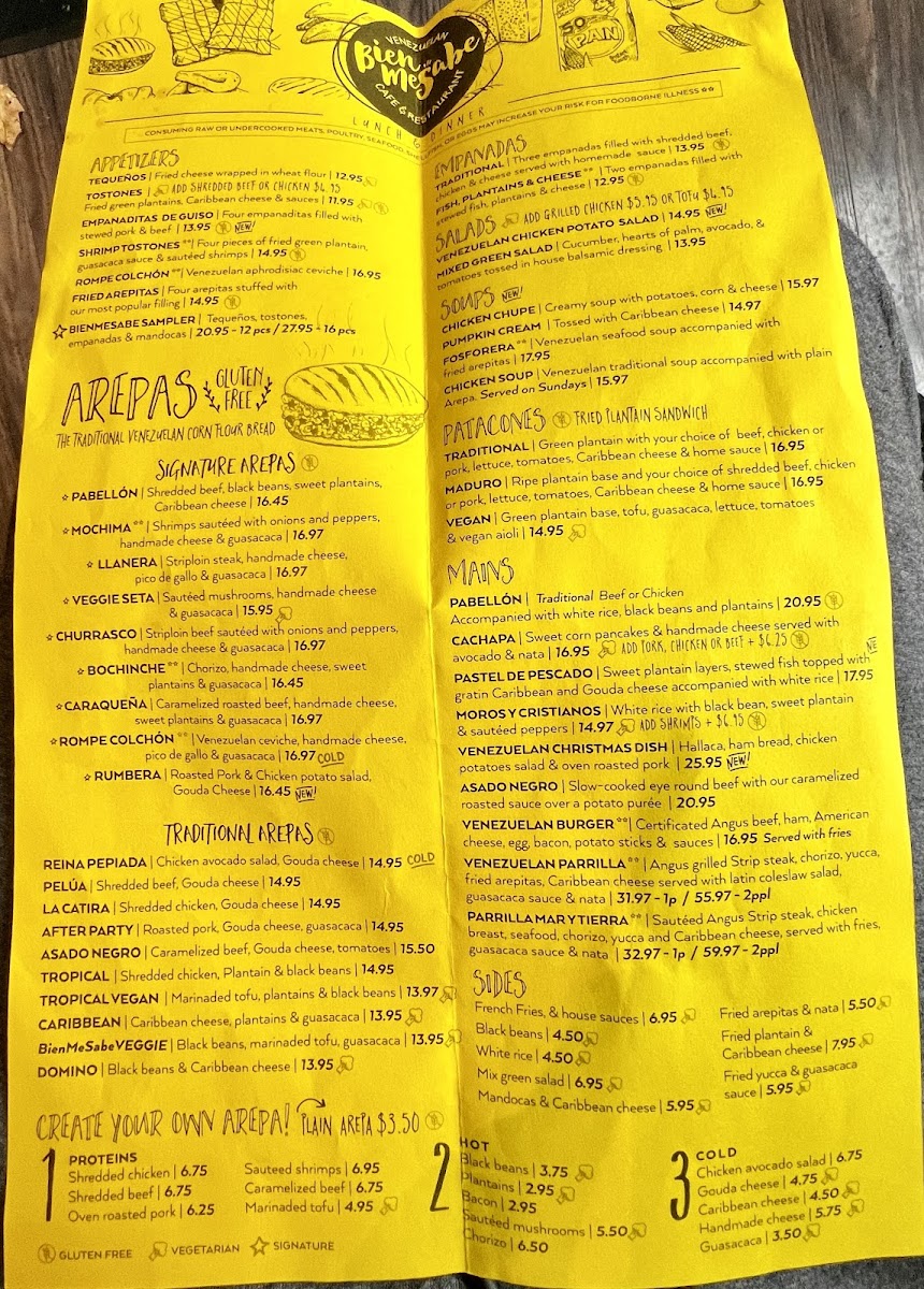 BienMeSabe Venezuelan Cafe & Restaurant Menu - Image 1